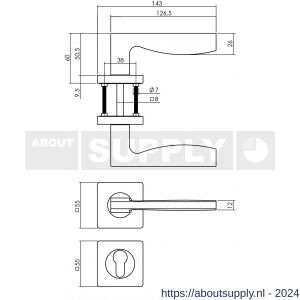 Intersteel Living 1710 deurkruk Apollo op vierkant rozet met nokken met profielcilinderplaatje mat zwart - Y26008250 - afbeelding 2