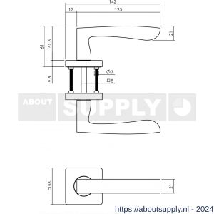 Intersteel Living 1712 deurkruk Minos op vierkant rozet 7 mm nokken mat zwart - Y26008252 - afbeelding 2