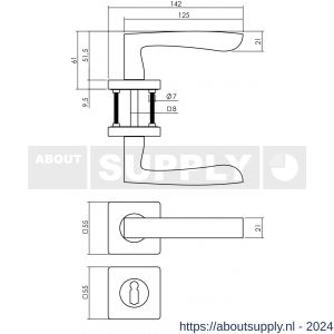 Intersteel Living 1712 deurkruk Minos op vierkant rozet met nokken met sleutelplaatje mat zwart - Y26008253 - afbeelding 2