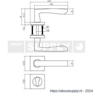 Intersteel Living 1712 deurkruk Minos op vierkant rozet met nokken met profielcilinderplaatje mat zwart - Y26008254 - afbeelding 2