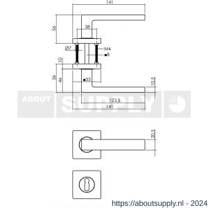 Intersteel Living 1713 deurkruk Hera op vierkant rozet 7 mm nokken met sleutelplaatje mat zwart - Y26008257 - afbeelding 2