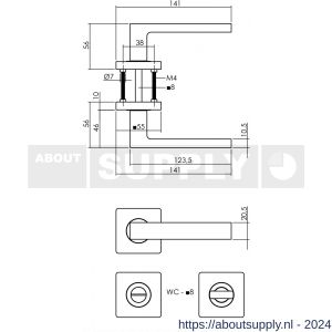 Intersteel Living 1713 deurkruk Hera op vierkant rozet 7 mm nokken met WC-sluiting 8 mm mat zwart - Y26008259 - afbeelding 2