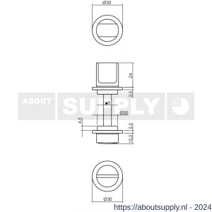 Intersteel Living 3438 WC-sluiting 8 mm minimalistisch zelfklevend diameter 30x2,5 mm RVS zwart - Y26009575 - afbeelding 2