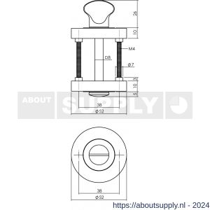 Intersteel Living 3476 WC-sluiting 8 mm verdekt met nokken diameter 52x10 mm zamak zwart - Y26008281 - afbeelding 2