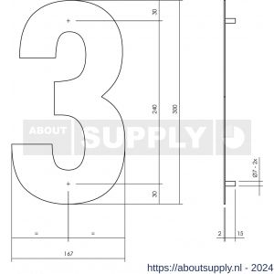 Intersteel Living 4021 huisnummer 3 XL hoogte 300 mm RVS-mat zwart - Y26009179 - afbeelding 2