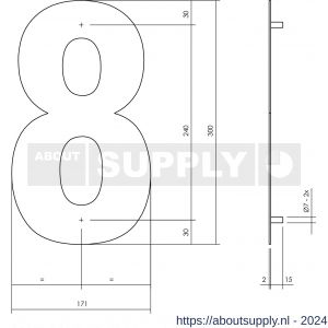 Intersteel Living 4021 huisnummer 8 XL hoogte 300 mm RVS-mat zwart - Y26009184 - afbeelding 2