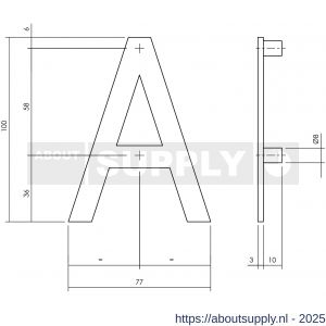 Intersteel Living 4026 huisletter A 100 mm RVS zwart - Y26009941 - afbeelding 2