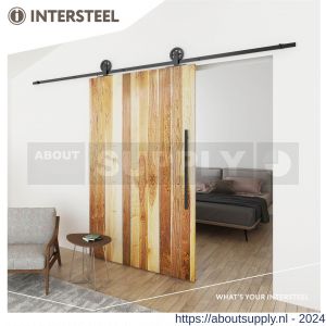 Intersteel Living 4501 schuifdeursysteem 2 meter hangrollen met spaakwiel 170 mm staal mat zwart - Y26008324 - afbeelding 2