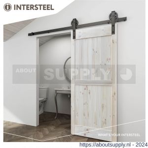 Intersteel Living 4501 schuifdeursysteem 2 meter hangrollen met spaakwiel 340 mm staal mat zwart - Y26008325 - afbeelding 2
