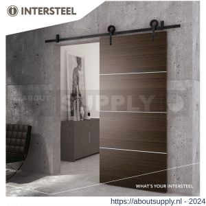 Intersteel Living 4501 schuifdeursysteem 2 meter hangrollen met open wiel 255 mm staal mat zwart - Y26008327 - afbeelding 2