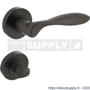Intersteel 1695 deurkruk George op ronde rozet met nokken diameter 52x10 mm en WC sluiting 8 mm antraciet-grijs - Y26010379 - afbeelding 1
