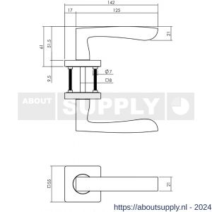 Intersteel Living 1712 deurkruk Minos op vierkante rozet met nokken 55x55x10 mm antraciet-grijs - Y26009991 - afbeelding 2