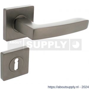 Intersteel 1712 deurkruk Minos op vierkante rozet met nokken 55x55x10 mm en sleutelplaatje antraciet-grijs - Y26010382 - afbeelding 1