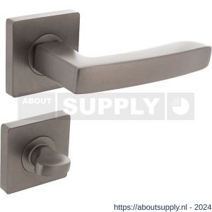 Intersteel 1712 deurkruk Minos op vierkante rozet met nokken 55x55x10 mm en WC sluiting 8 mm antraciet-grijs - Y26010384 - afbeelding 1