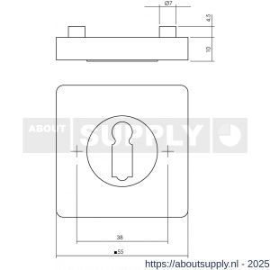 Intersteel Living 3185 sleutelplaatje verdekt met nokken vierkant 55x55x10 mm zamak antraciet-grijs - Y26010008 - afbeelding 2