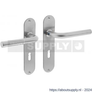 Intersteel Essentials 0566 deurkruk recht diameter 16 mm slank op schild plat ovaal sleutelgat 56 mm RVS - Y26000699 - afbeelding 1