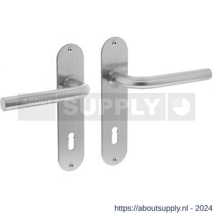Intersteel Essentials 0566 deurkruk recht diameter 16 mm slank op schild plat ovaal sleutelgat 72 mm RVS - Y26000700 - afbeelding 1