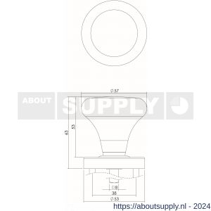 Intersteel Living 0610 knopkruk Paddenstoel op rozet met ring RVS - Y26000490 - afbeelding 2