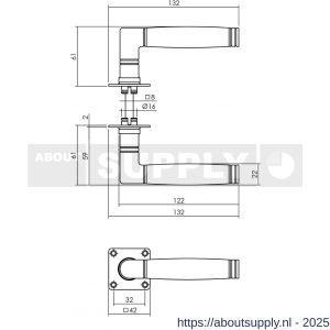 Intersteel Living 0639 deurkruk Ton 212 met vierkante rozet 42x42x2 mm RVS - Y26010128 - afbeelding 2