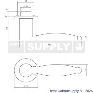 Intersteel Exclusives 0728 deurkruk Moors nummer 4 met ronde rozet diameter 52x5 mm geveerd RVS - Y26008432 - afbeelding 2