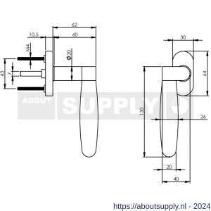 Intersteel Exclusives 0733 raamkruk links Munnikhof Dock Ton-acryl met ovale rozet RVS - Y26005427 - afbeelding 2