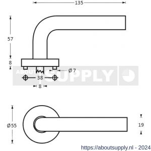 Intersteel Essentials 1010 deurkruk Recht op geveerde kunststof rozet met nokken diameter 55x8 mm RVS EN1906/3 - Y26005466 - afbeelding 2