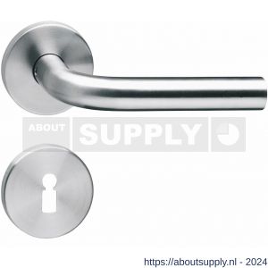 Intersteel Living 1010 deurkruk recht op rond rozet met sleutelgat plaatje RVS - Y26005469 - afbeelding 1