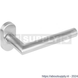 Intersteel Essentials 1235 deurkruk Hoek 90 graden op rozet ovaal staal dubbel geveerd RVS - Y26000596 - afbeelding 1