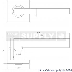 Intersteel Essentials 1252 deurkruk Hoek 90 graden plat op rozet vierkant dubbel geveerd RVS - Y26005557 - afbeelding 2