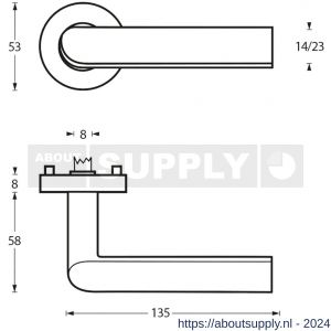 Intersteel Essentials 1273 deurkruk Ovaal Hoek 90 graden op geveerde stalen rozet met nokken diameter 53x8 mm RVS EN 1906/4 - Y26005588 - afbeelding 2