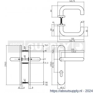Intersteel Essentials 1295 deurkruk Rond op verdekt schild profielcilindergat 92 mm met nokken 7 mm RVS EN 1906/4 klein krukgat - Y26008504 - afbeelding 1