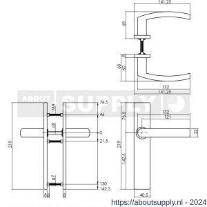 Intersteel Essentials 1327 deurkruk Blok op verdekt schild rechthoek blind met nokken 7 mm RVS EN 1906/4 - Y26005736 - afbeelding 2
