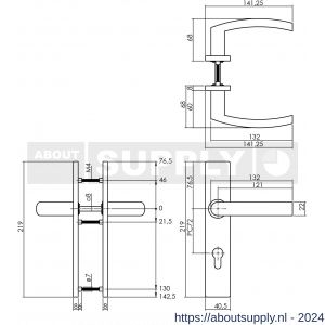 Intersteel Essentials 1327 deurkruk Blok op verdekt schild rechthoek profielcilinder 72 mm met nokken 7 mm RVS EN 1906/4 - Y26005741 - afbeelding 2