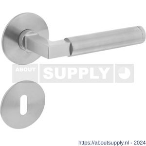 Intersteel Essentials 1839 deurkruk Baustil vastdraaibaar geveerd op ronde magneet rozet met sleutelplaatje RVS - Y26008527 - afbeelding 1