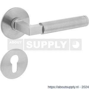 Intersteel Essentials 1839 deurkruk Baustil vastdraaibaar geveerd op ronde magneet rozet met profielcilinderplaatje RVS - Y26008528 - afbeelding 1