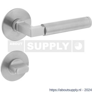 Intersteel Essentials 1839 deurkruk Baustil vastdraaibaar geveerd op ronde magneet rozet met WC 8 mm RVS - Y26008531 - afbeelding 1