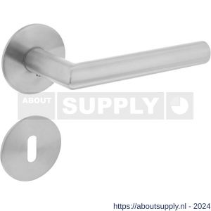Intersteel Essentials 1840 deurkruk Hoek 90 graden vastdraaibaar geveerd op ronde magneet rozet met sleutelplaatje RVS - Y26007059 - afbeelding 1