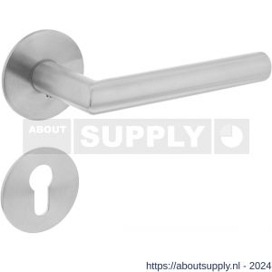 Intersteel Essentials 1840 deurkruk Hoek 90 graden vastdraaibaar geveerd op ronde magneet rozet met profielcilinderplaatje RVS - Y26007060 - afbeelding 1