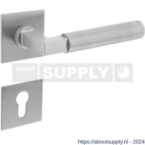 Intersteel Essentials 1849 deurkruk Baustil vastdraaibaar geveerd op vierkante magneet rozet met profielcilinderplaatje RVS - Y26008535 - afbeelding 1