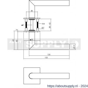 Intersteel Essentials 1849 deurkruk Baustil vastdraaibaar geveerd op vierkante magneet rozet RVS - Y26007495 - afbeelding 2