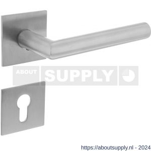 Intersteel Essentials 1850 deurkruk Hoek 90 graden vastdraaibaar geveerd op vierkante magneet rozet met profielcilinderplaatje RVS - Y26007063 - afbeelding 1