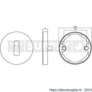 Intersteel Living 3464 sleutelplaatje kunststof verdekt met nokken diameter 55x8 mm circulair geborsteld RVS - Y26007605 - afbeelding 2