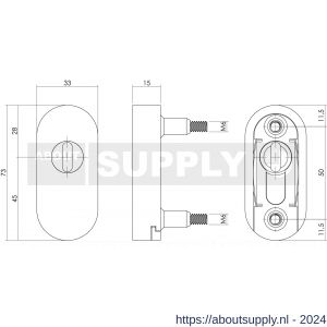 Intersteel Essentials 3752 SKG2 veiligheids schuifrozet met kerntrekbeveiliging ovaal 73x33 mm met blindklinkmoeren RVS - Y26008577 - afbeelding 2