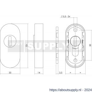 Intersteel Essentials 3752 veiligheids schuifrozet 14 mm ovaal 73x33 mm met sleufplaatje - Y26008578 - afbeelding 2