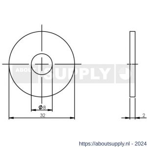 Intersteel Essentials 4380 drukverdeelrozet diameter 32 mm voor deurgrepen RVS - Y26006158 - afbeelding 2