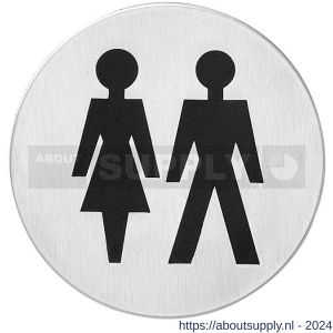 Intersteel Essentials 4600 pictogram zelfklevend rond WC dames en heren RVS - Y26007663 - afbeelding 1
