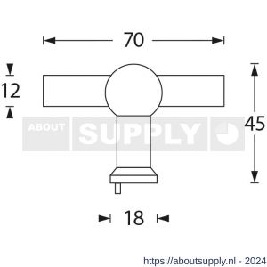 Intersteel Essentials 8510 meubelknop T-vorm recht 22 mm RVS - Y26007867 - afbeelding 2