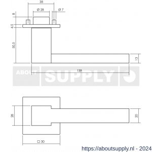 Intersteel Exclusives 0725 deurkruk Moors nummer 5 met vierkante rozet 50x50x5 mm geveerd RVS gepolijst-zwart - Y26008818 - afbeelding 2