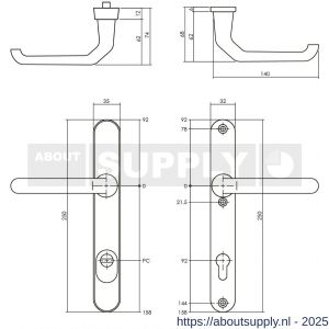 Intersteel Living 3799 SKG3 smalschilden geveerd kruk-kruk verkropt profielcilindergat 92 mm met kerntrek beveiliging aluminium F1 - Y26008851 - afbeelding 2