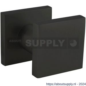 Intersteel 3929 voordeurknop vierkant 60x60 mm verkropt op achterplaat 60x60 mm met éénzijdige montage aluminium-zwart - Y26010546 - afbeelding 1